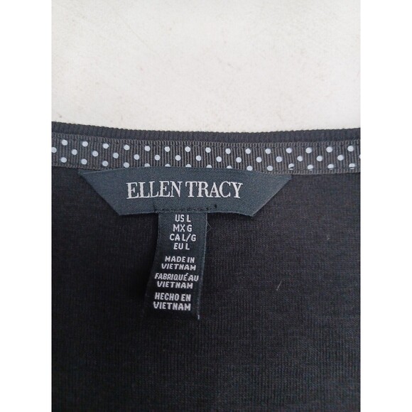 Ellen Tracy 3/4 roll-tab sleeve Black Top Sz L MSRP $69.50 - Picture 7 of 11